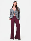 Pantalone a palazzo fluido bordeaux in cadi
