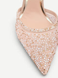 Décolleté rosa cipria con cristalli