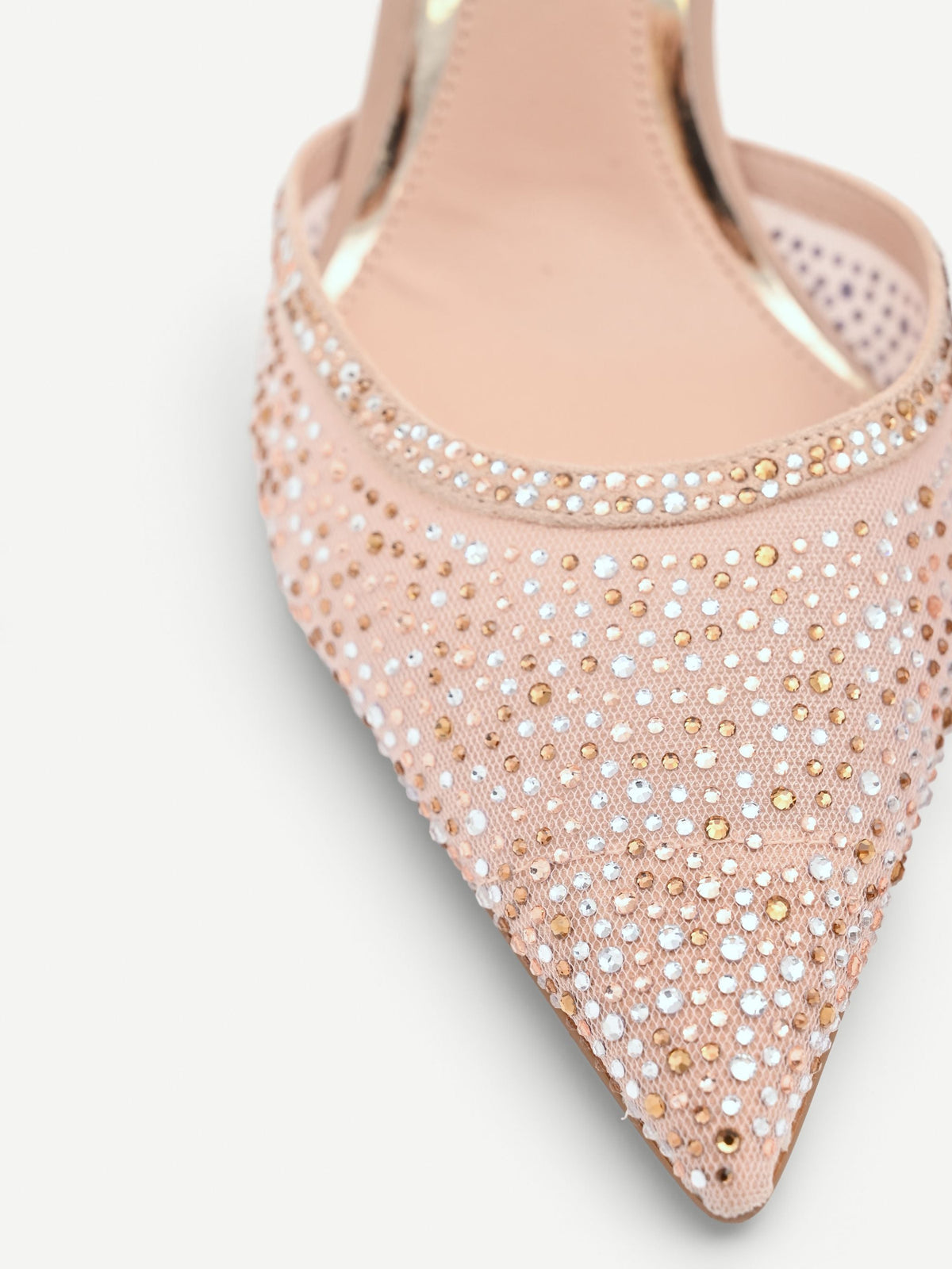 Décolleté rosa cipria con cristalli