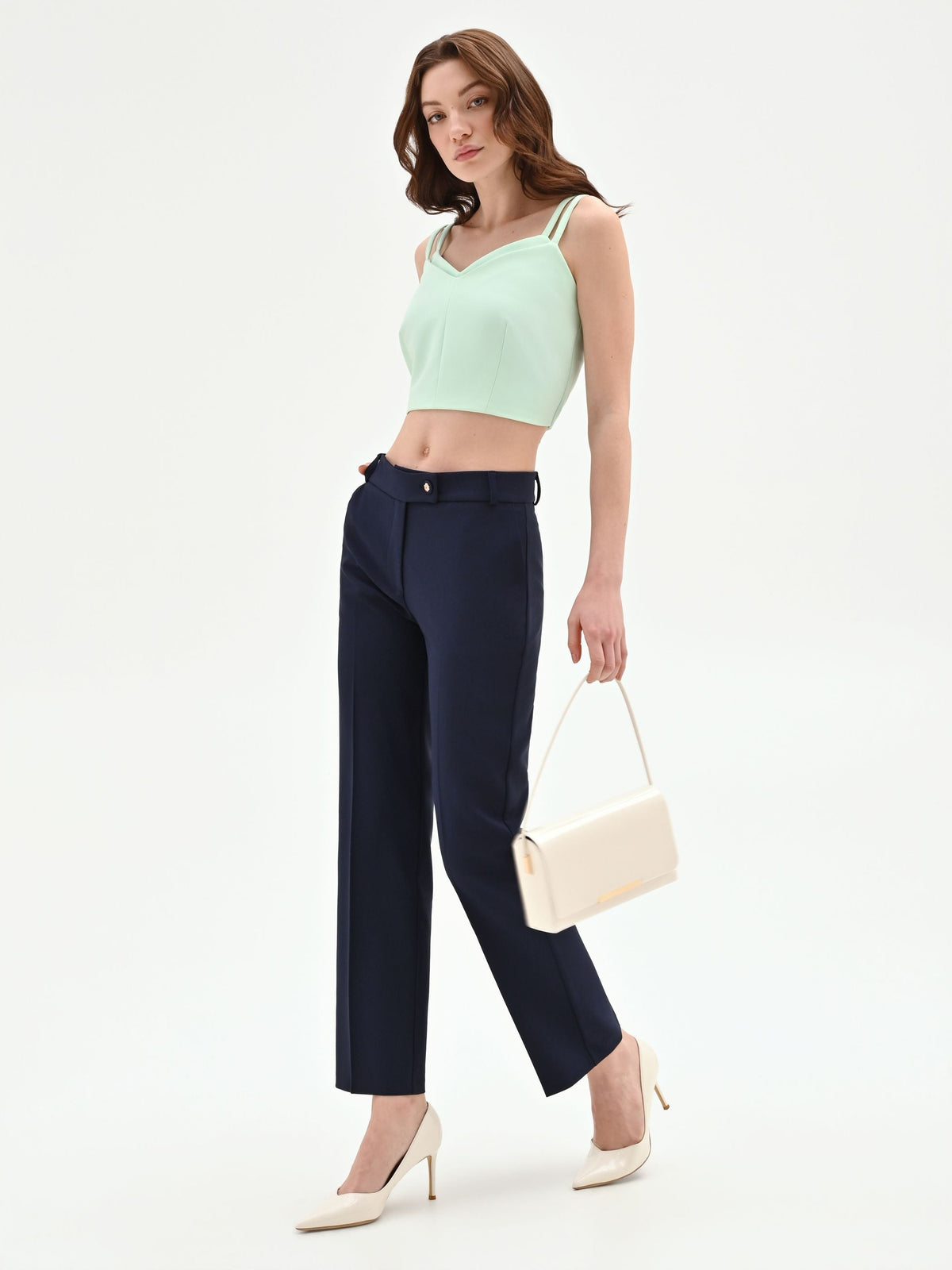 Pantalone blu dritto in tessuto tecnico