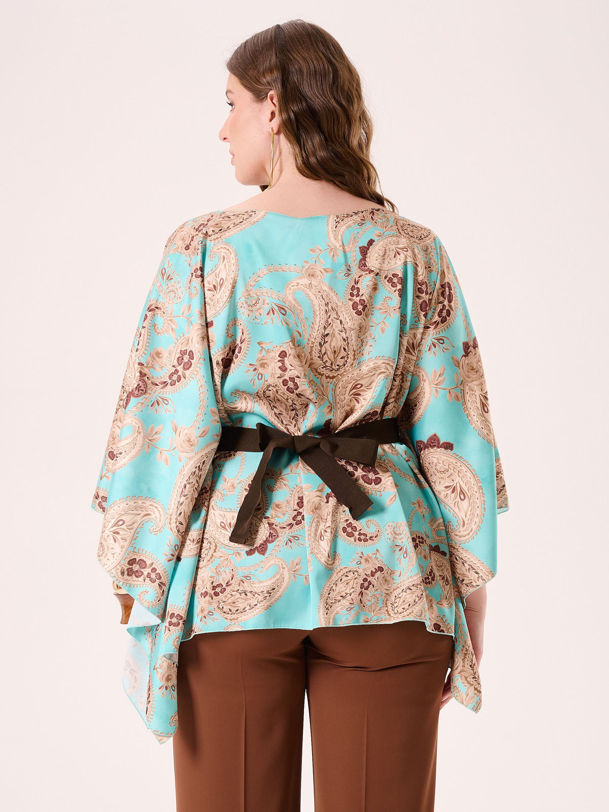 Blusa Curvy stampa Paisley Verde Acqua