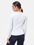 Maglia in viscosa bianco panna a coste con trasparenze