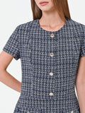 Abito corto in stuoia blu navy