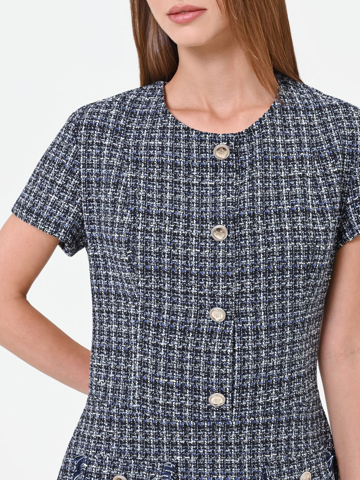 Abito corto in stuoia blu navy