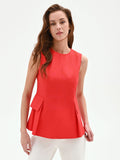 Top rosso in cotone con baschina