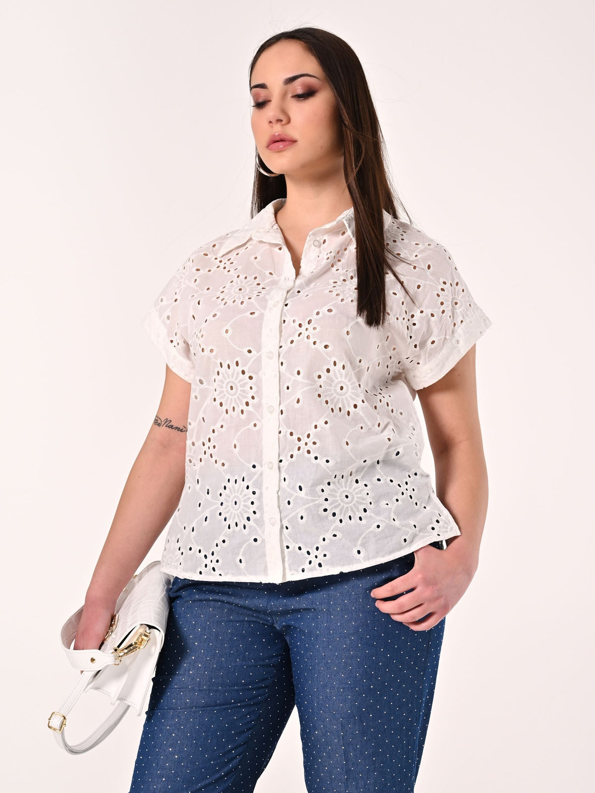 Camicia Curvy in Sangallo