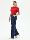Jeans palazzo blu a vita alta