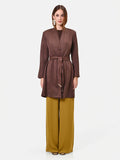 Trench marrone effetto scamosciato con cintura