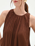 Blusa cioccolato con lavorazione plissé