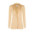 Giacca Beige Scuro in Cotone con Impunture a Contrasto