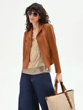 Giubbino cammello beige effetto camoscio