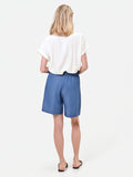 Pantalone bermuda blu in lyocell