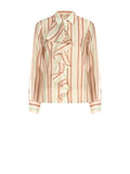 Camicia rosa a righe con rouche