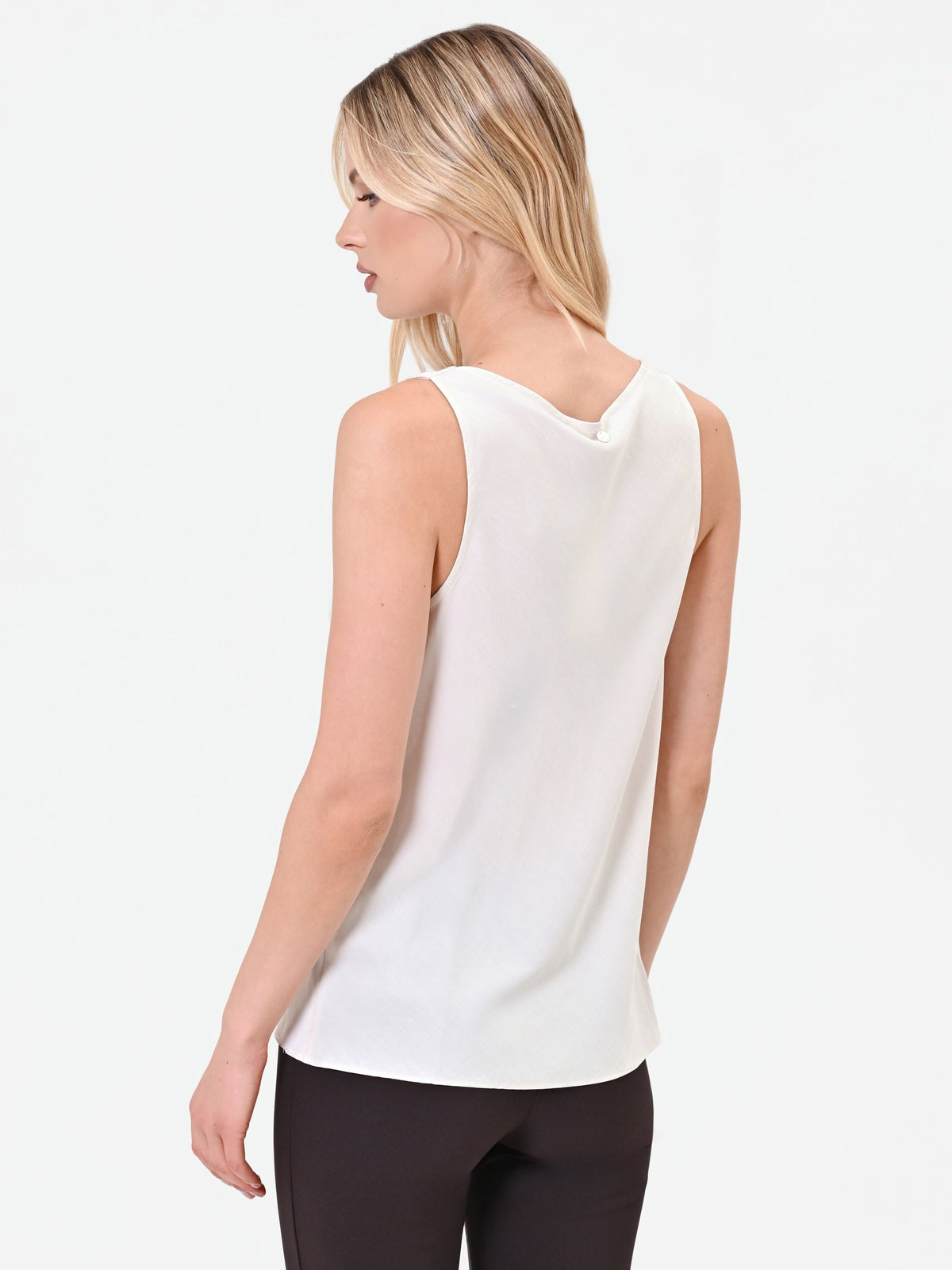Canotta panna con scollo drappeggiato