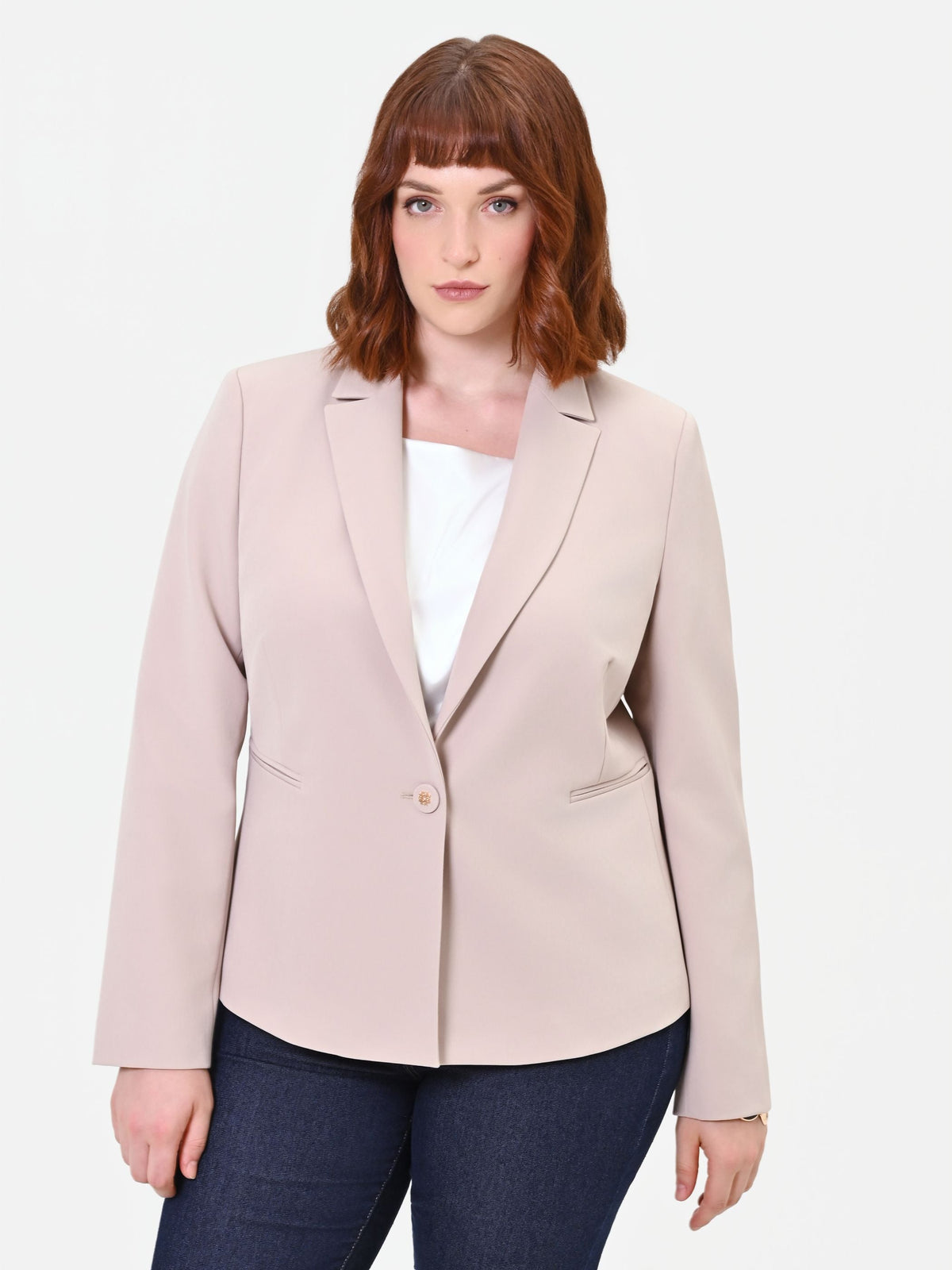 Giacca Curvy monopetto tortora beige