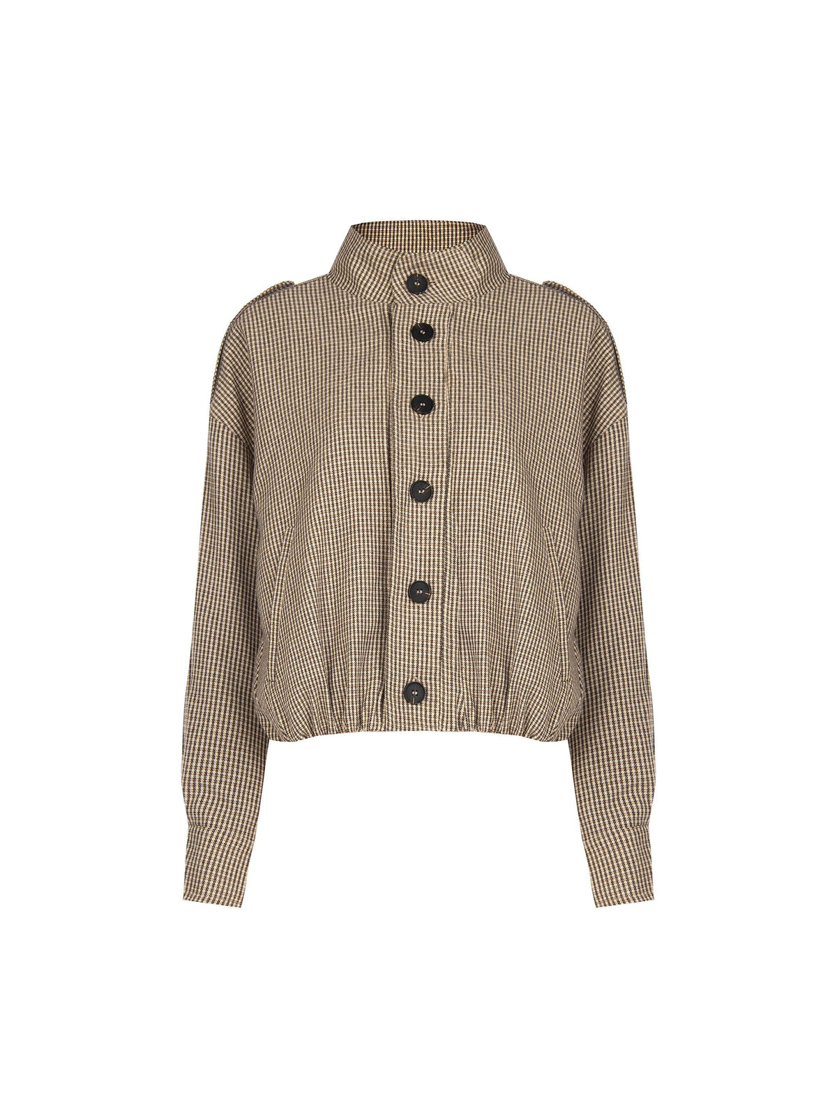 Capospalla blouson pied de poule tortora e beige