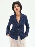 Giacca blazer blu in denim lurex