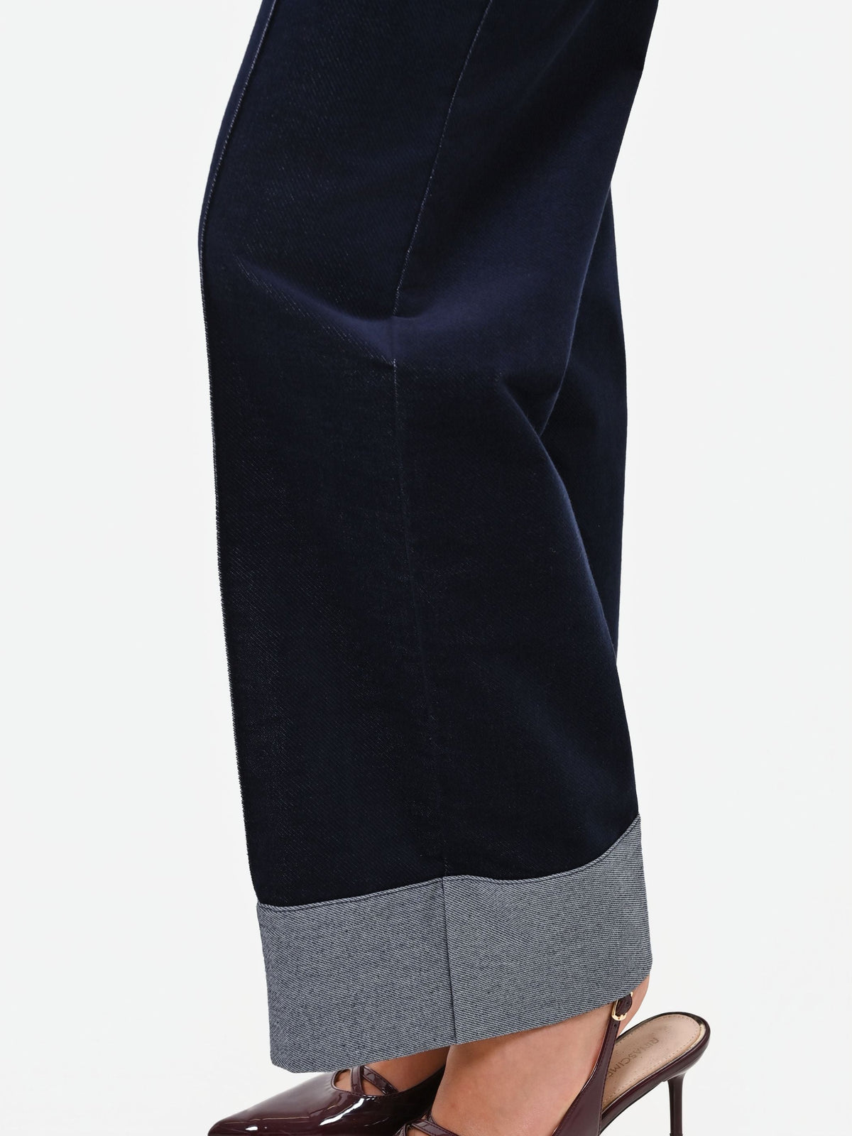 Pantalone blu navy in velluto con impunture a contrasto Giorgia Palmas X Rinascimento
