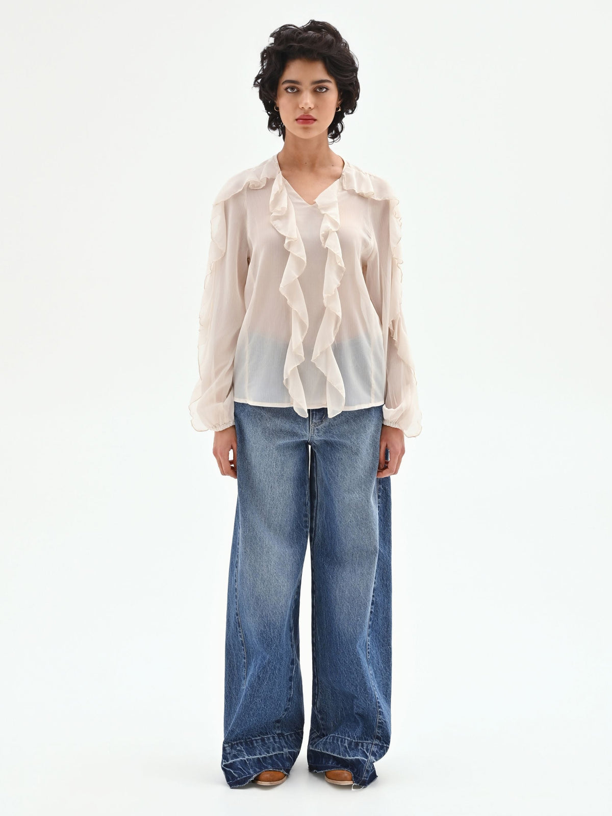 Blusa in georgette con rouches