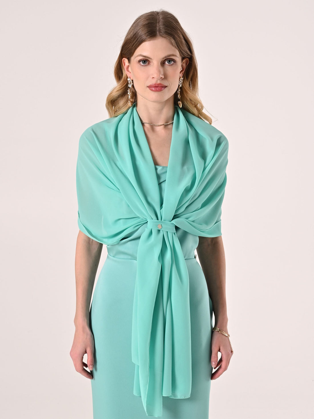 Stola in Georgette Verde Acqua