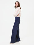 Pantalone a palazzo blu navy con piega stirata