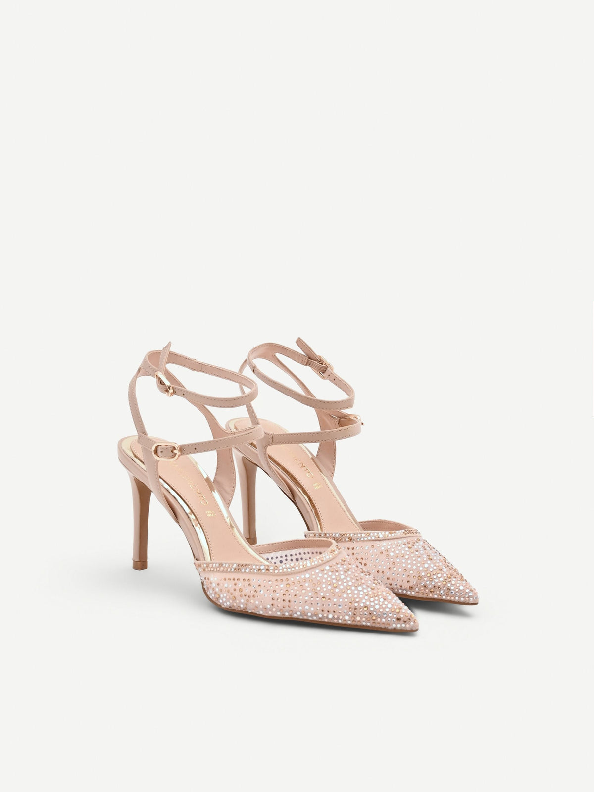 Décolleté rosa cipria con cristalli