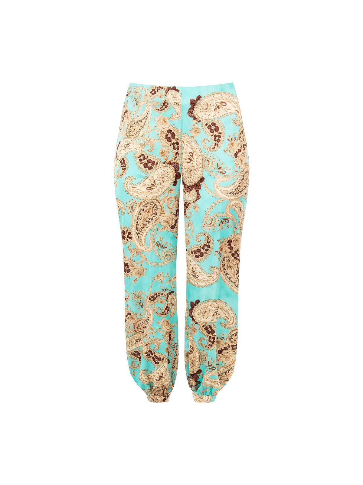 Pantaloni Curvy stampa Paisley Verde Acqua