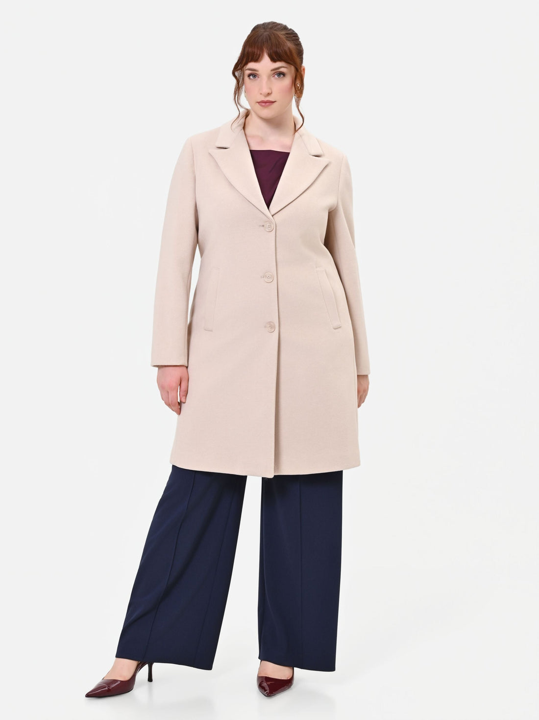 Cappotto Curvy  monopetto tortora beige