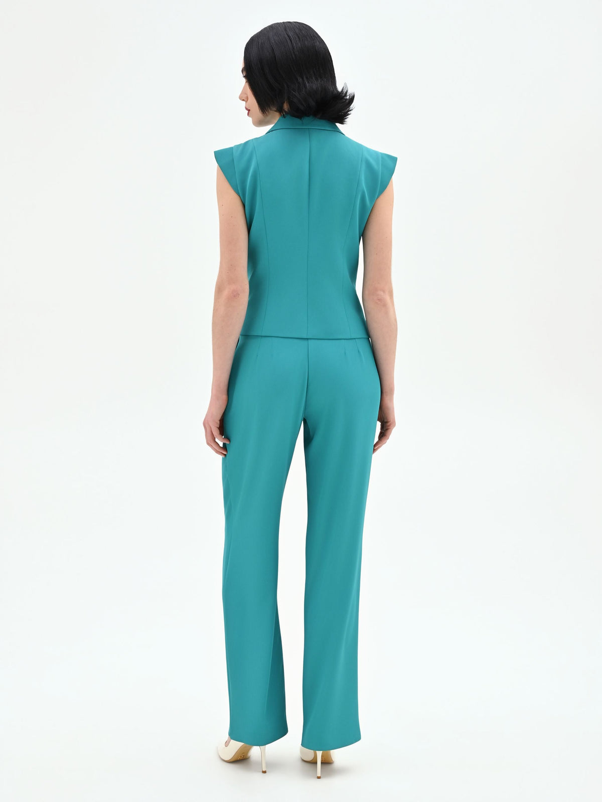 Pantalone Studio con pinces in cadi verde smeraldo