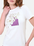 T-shirt panna con stampa artistica