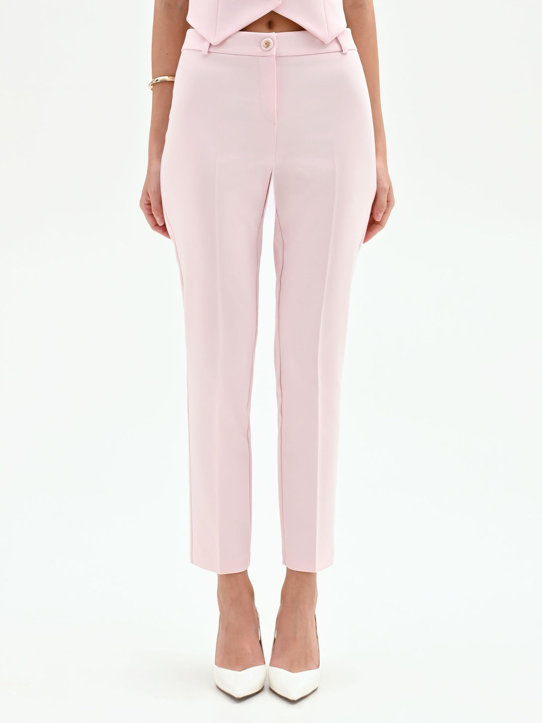 Pantalone slim rosa pastello