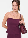 Top Studio  bustier bordeaux in crepe gessato
