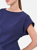 T-shirt blu navy con drappeggio asimmetrico