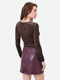 Blusa in velluto stropicciato moro