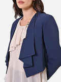 Giacca corta blu navy con revers a cascata