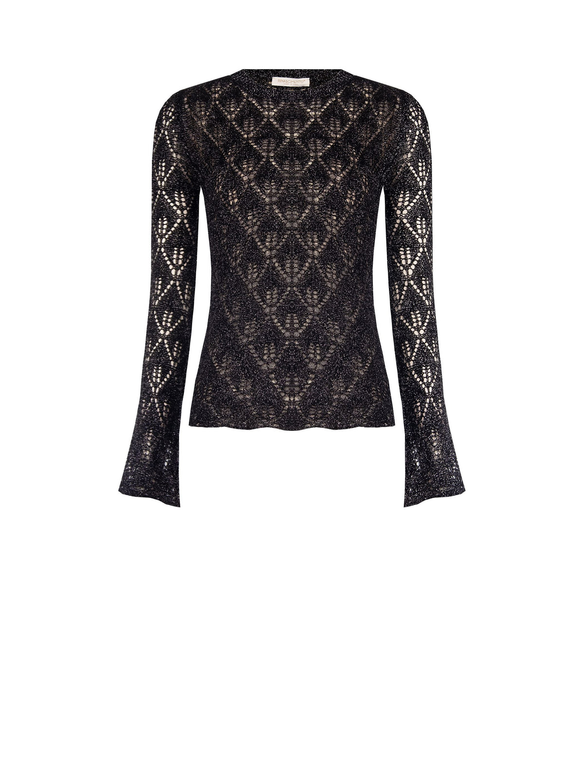 Maglia nera con lavorazione traforata e lurex
