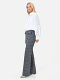 Pantalone dritto in tessuto bouclé blu navy