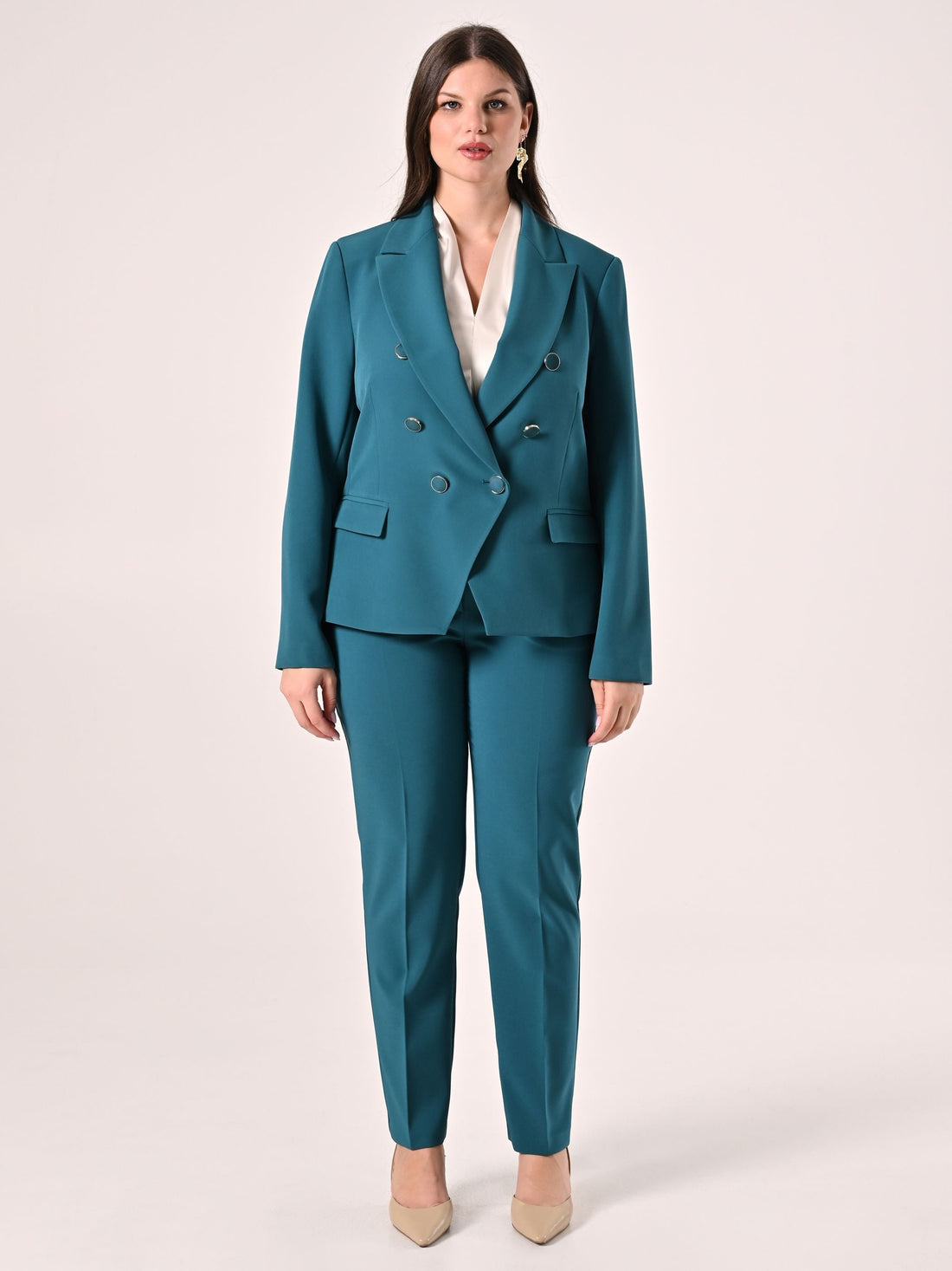 Giacca Curvy Doppiopetto Verde Reale