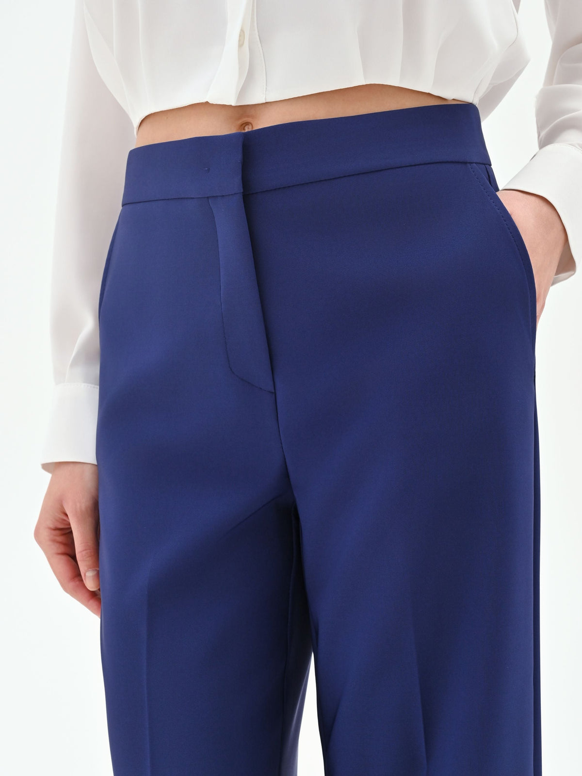 Pantalone Studio a palazzo in tessuto tecnico blu indaco