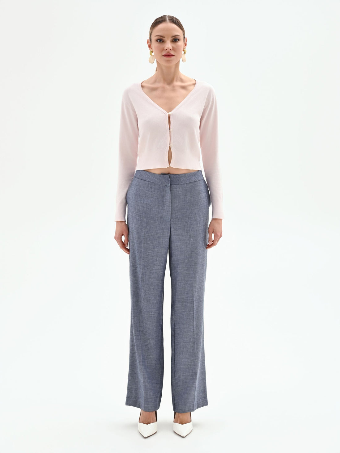 Cardigan cropped rosa pastello