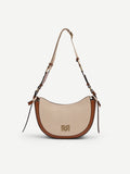 Borsa a tracolla beige con logo