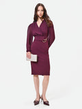 Abito tubino bordeaux con maniche in georgette
