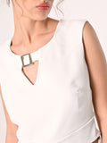 Top con Fibbia in Crepe Bianco