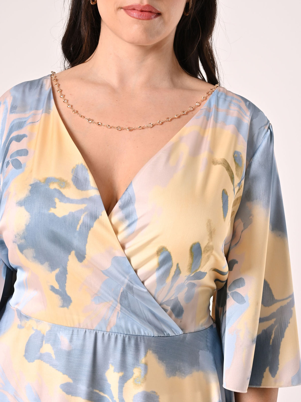 Abito Lungo Curvy stampa Fiori Astratti