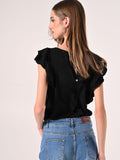 Blusa con Maniche ad Aletta Nera