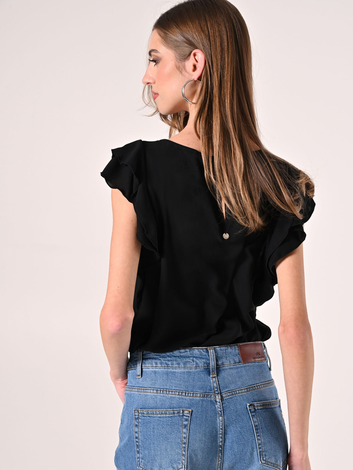 Blusa con Maniche ad Aletta Nera