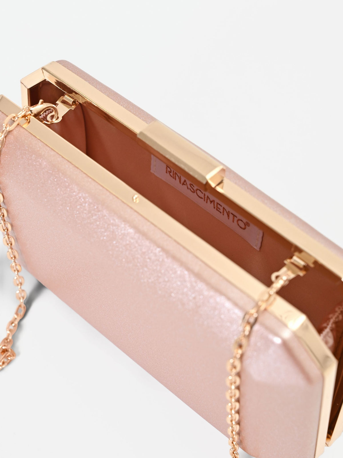 Pochette rosa con finitura scintillante