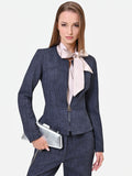 Giacca blu navy sciancrata con zip