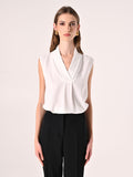 Blusa con Scollo Ribaltato Bianca