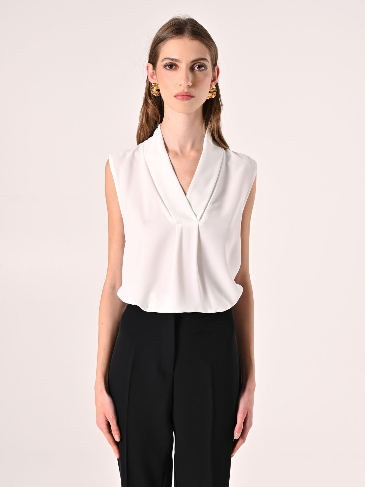 Blusa con Scollo Ribaltato Bianca